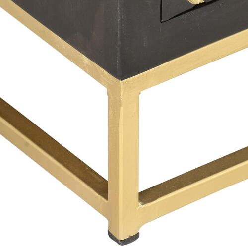 Tv-skab 120x30x40 cm massivt mangotræ sort og guldfarvet