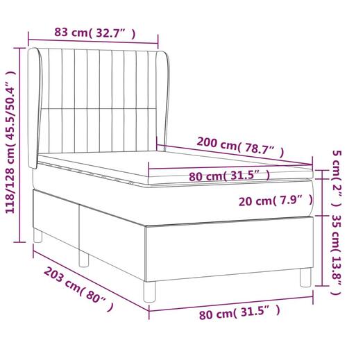 Kontinentalseng 80x200 cm stof lysegrå