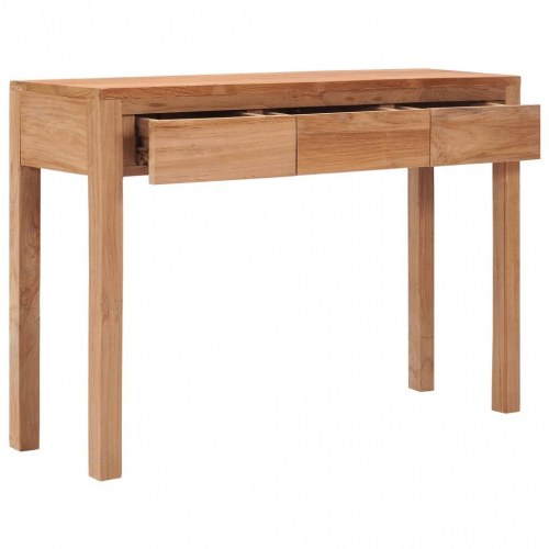 Konsolbord 110 x 35 x 75 cm i massivt teaktræ med 3 skuffer