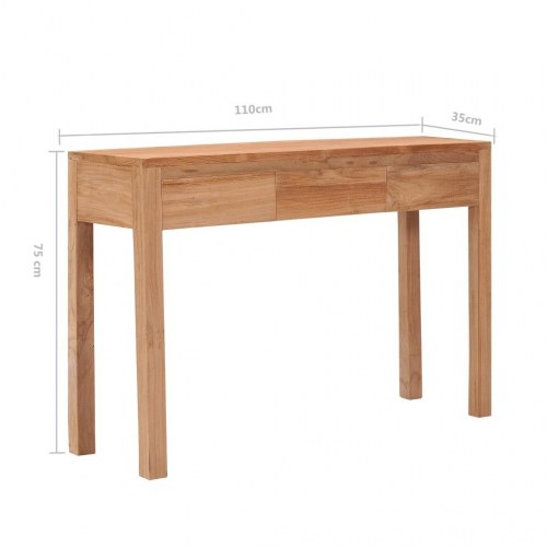 Konsolbord 110 x 35 x 75 cm i massivt teaktræ med 3 skuffer