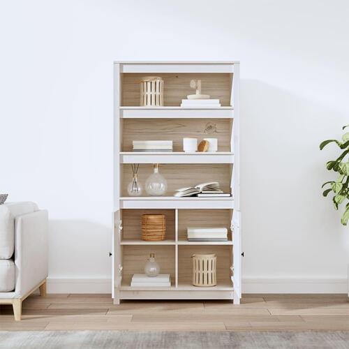 Skab 80x35x154 cm massivt fyrretræ hvid