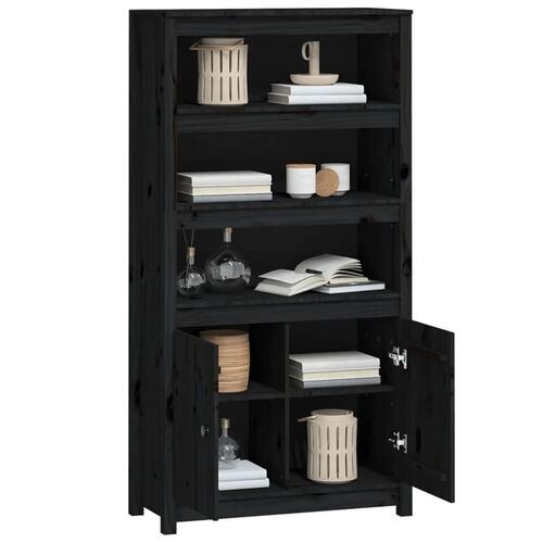 Skab 80x35x154 cm massivt fyrretræ sort