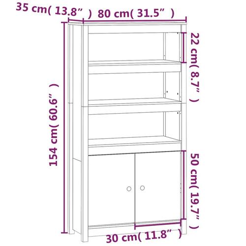 Skab 80x35x154 cm massivt fyrretræ sort