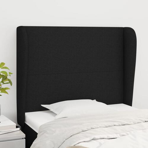 Sengegavl med kanter 103x23x118/128 cm stof sort