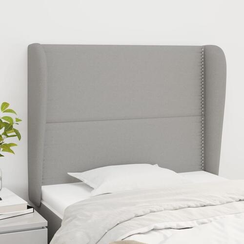 Sengegavl med kanter 103x23x118/128 cm stof lysegrå