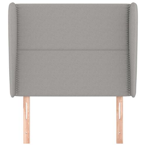 Sengegavl med kanter 103x23x118/128 cm stof lysegrå