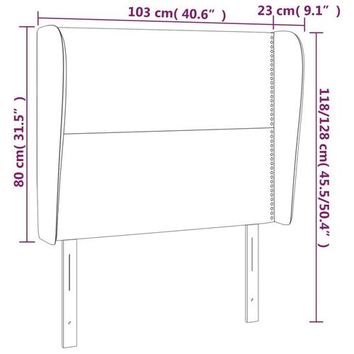 Sengegavl med kanter 103x23x118/128 cm stof lysegrå