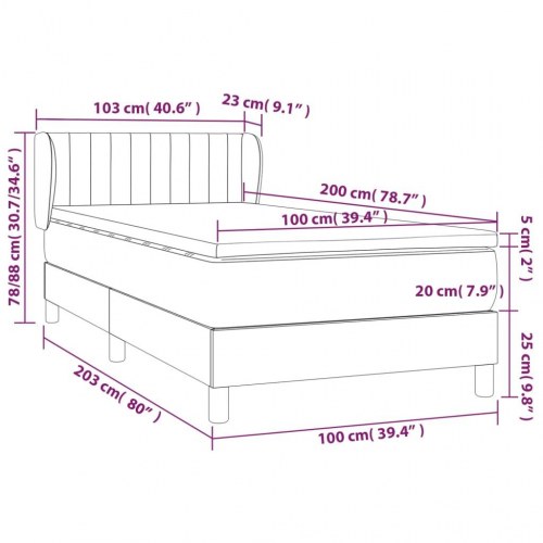 Kontinentalseng med madras 100×200 cm - stof, mørkegrå