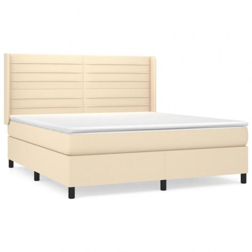 Kontinentalseng med madras 160×200 cm - stof, cremefarvet