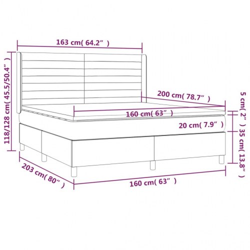 Kontinentalseng med madras 160×200 cm - stof, cremefarvet