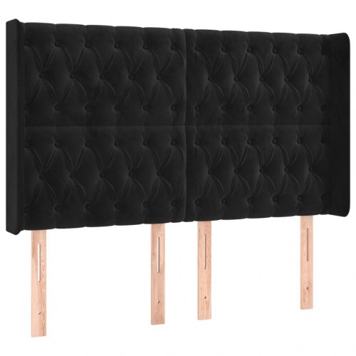 Kontinentalseng i fløjl med LED-lys 140×200 cm - sort