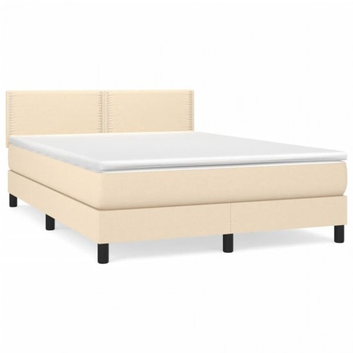 Kontinentalseng med madras 140x190 cm - stof, cremefarvet