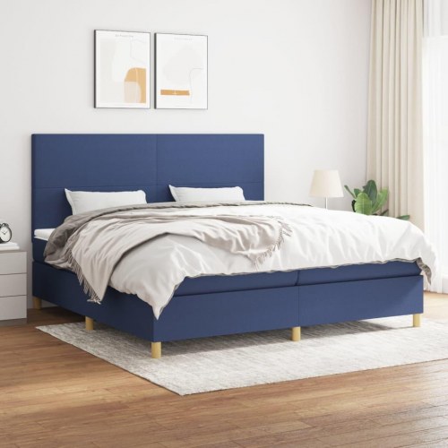 Kontinentalseng med madras 200×200 cm - stof, blå