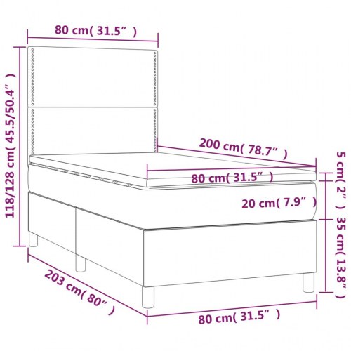 Kontinentalseng med madras 80x200 cm stof gråbrun