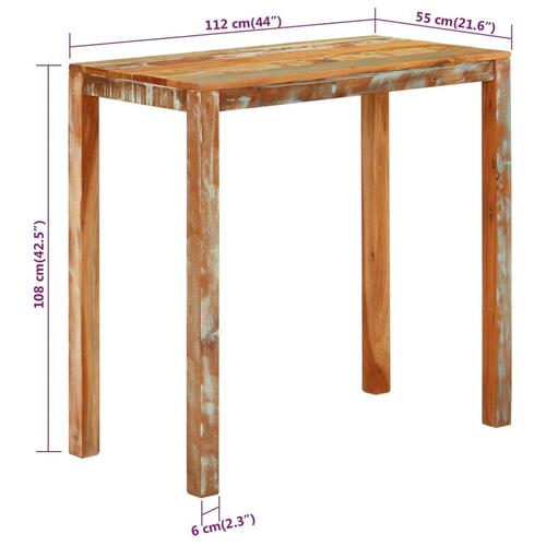 Barbord 112x55x108 cm massivt genbrugstræ