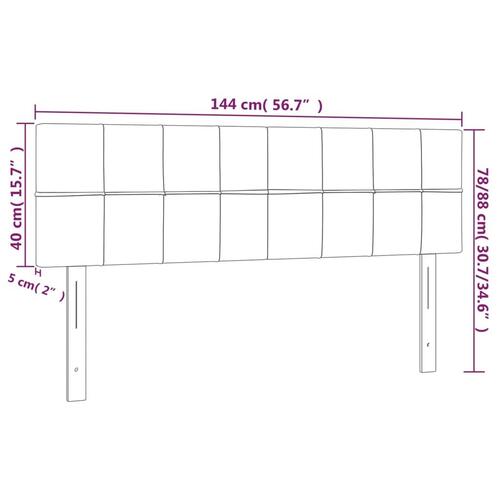 Sengegavle 2 stk. 72x5x78/88 cm fløjl lyserød