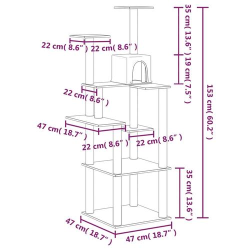 Kradsetræ med sisalkradsestolper 153 cm cremefarvet