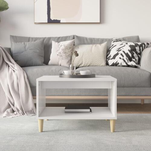 Sofabord 60x50x40 cm konstrueret træ hvid højglans