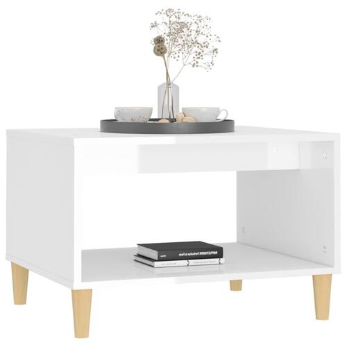 Sofabord 60x50x40 cm konstrueret træ hvid højglans