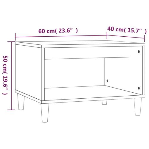 Sofabord 60x50x40 cm konstrueret træ hvid højglans