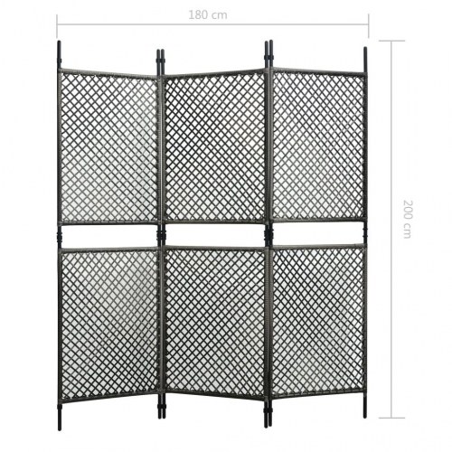 3-panels rumdeler 180x200 cm polyrattan antracitgrå