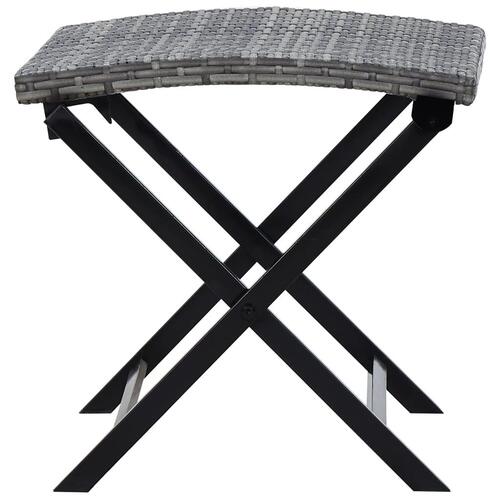 Foldbar taburet polyrattan grå