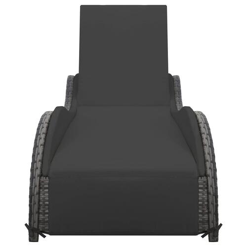 Liggestol med hynde polyrattan antracitgrå