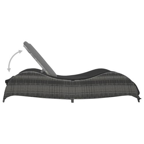 Liggestol med hynde polyrattan antracitgrå