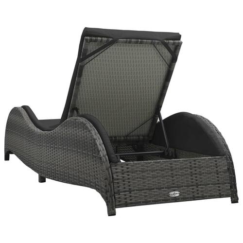 Liggestol med hynde polyrattan antracitgrå