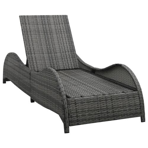 Liggestol med hynde polyrattan antracitgrå