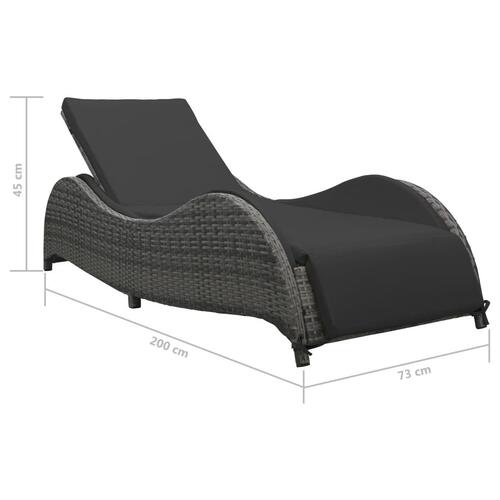 Liggestol med hynde polyrattan antracitgrå