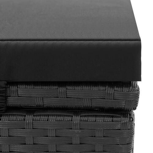 Dobbelt solseng med hynde polyrattan sort