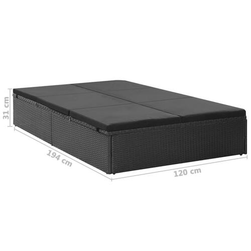 Dobbelt solseng med hynde polyrattan sort