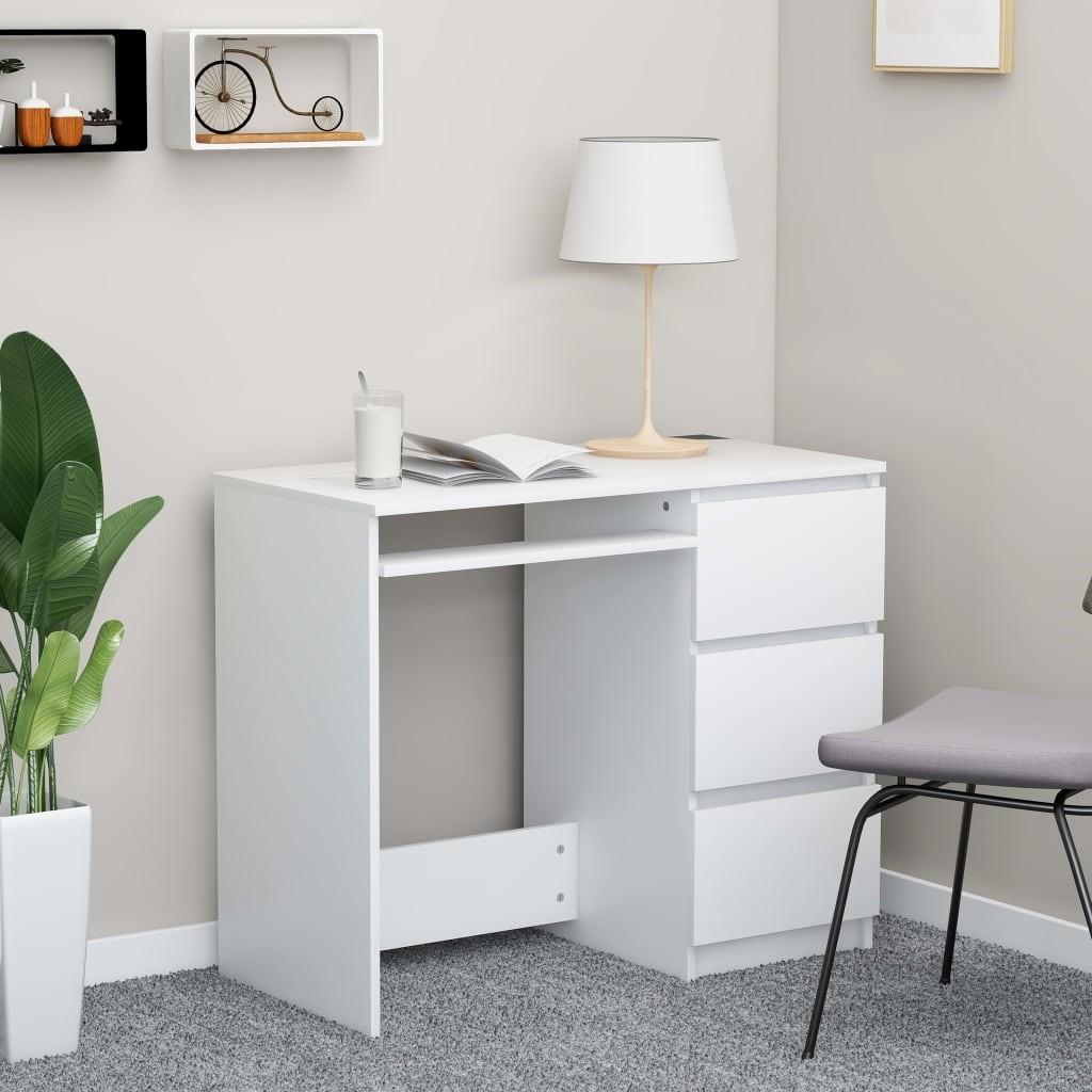 Skrivebord 90x45x76 cm konstrueret træ hvid