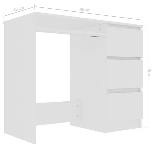 Skrivebord 90x45x76 cm konstrueret træ hvid