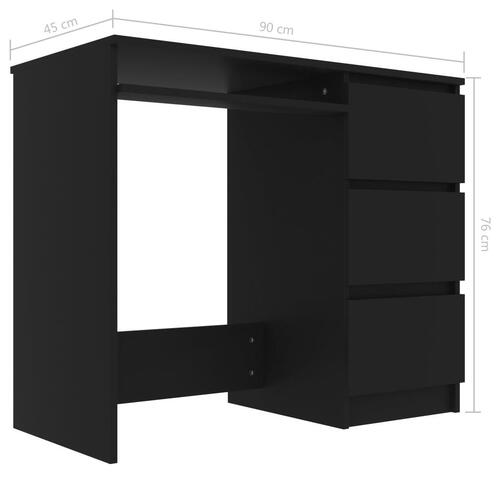 Skrivebord 90x45x76 cm konstrueret træ sort