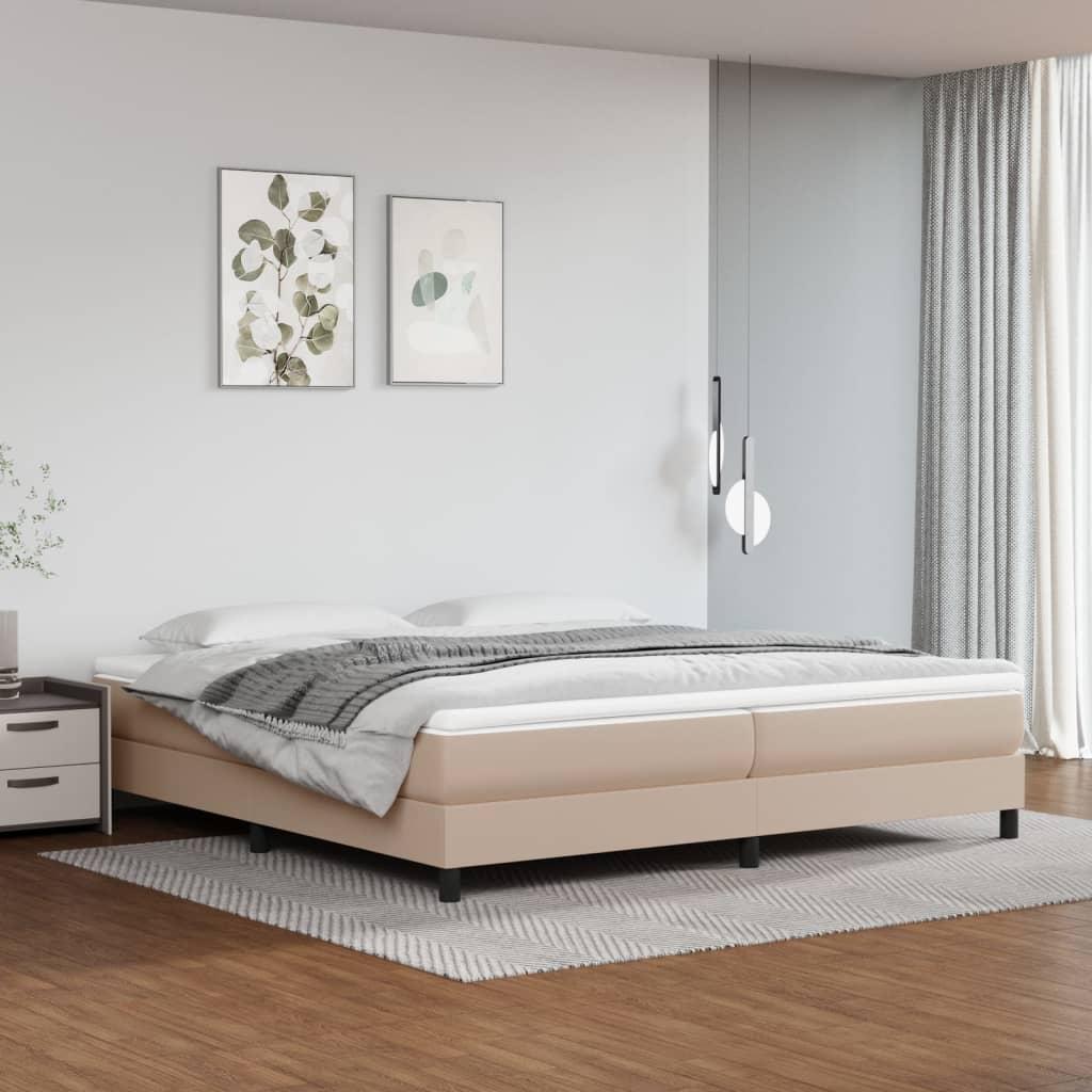 Sengeramme 200x200 cm kunstlæder cappuccinofarvet