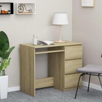 Skrivebord 90x45x76 cm konstrueret træ sonoma-eg