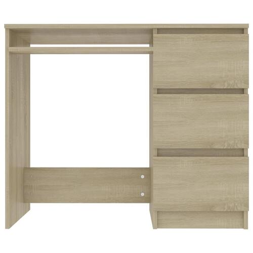 Skrivebord 90x45x76 cm konstrueret træ sonoma-eg