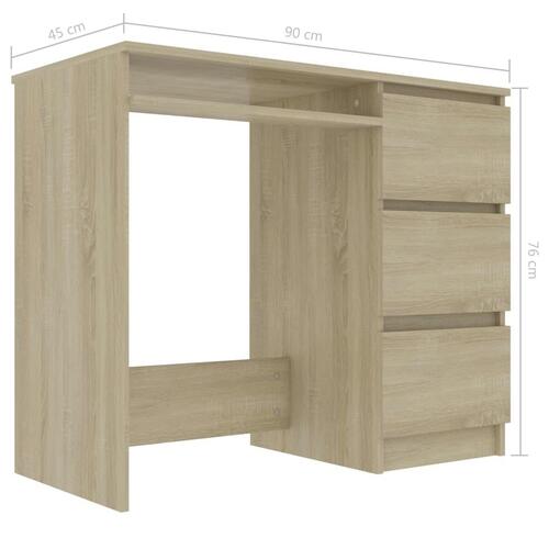 Skrivebord 90x45x76 cm konstrueret træ sonoma-eg