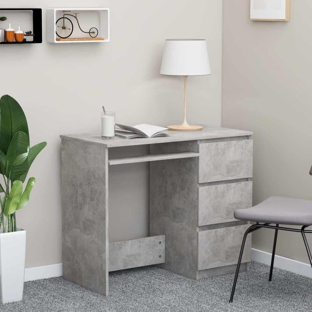 Skrivebord 90x45x76 cm konstrueret træ betongrå
