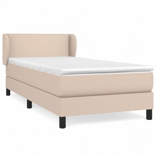 Kontinentalseng 90x190 cm kunstlæder cappuccinofarvet