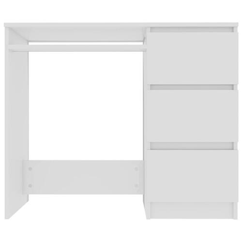 Skrivebord 90x45x76 cm konstrueret træ højglans hvid