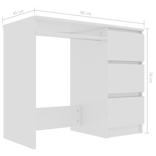 Skrivebord 90x45x76 cm spånplade højglans hvid