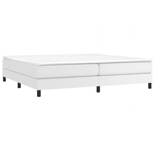 Boxspring sengeramme 200 × 200 cm i hvidt kunstlæder