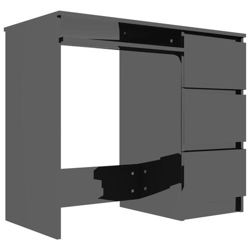 Skrivebord 90x45x76 cm spånplade højglans sort