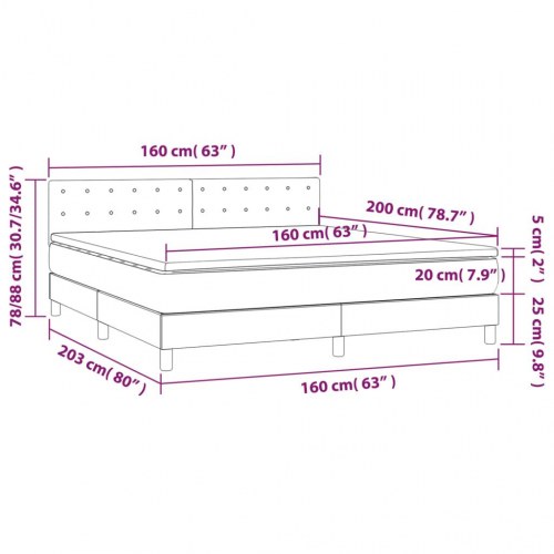 Kontinentalseng med LED-lys 160×200 cm i sort kunstlæder