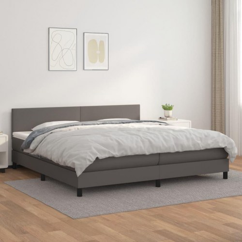 Kontinentalseng med madras 200x200 cm - kunstlæder, grå