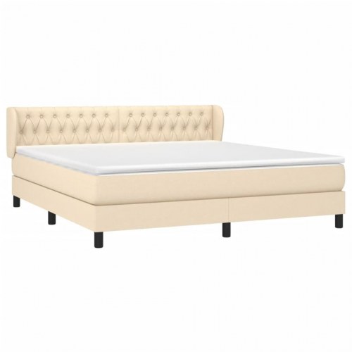 Kontinentalseng med madras 180×200 cm - stof, cremefarvet