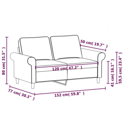 2-personers sofa i stof 120 cm lysegrå